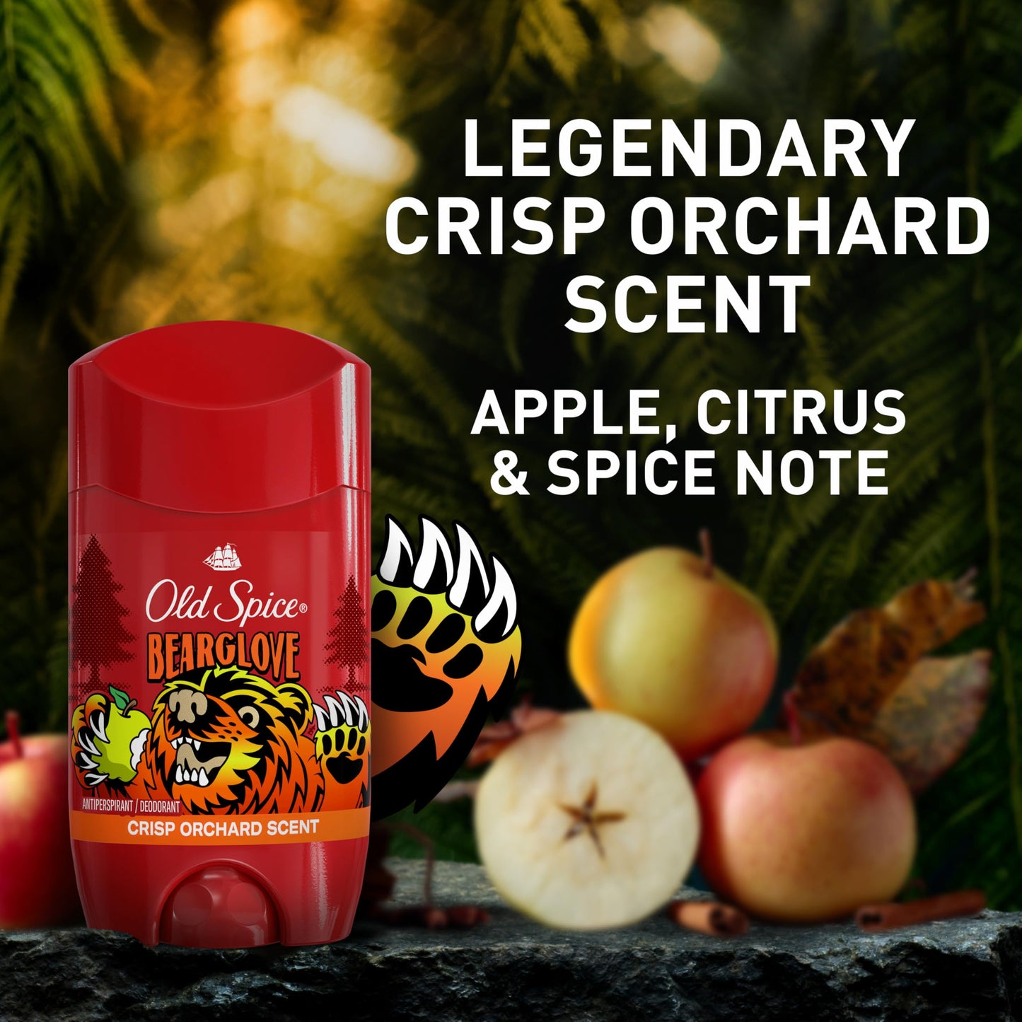 Old Spice Aluminum Free Deodorant for Men, 24/7 Odor Protection, 24/7 Freshness & Lasting Scent, Goes on Clear, Bearglove with Crisp Orchard Scent, 2.6 oz
