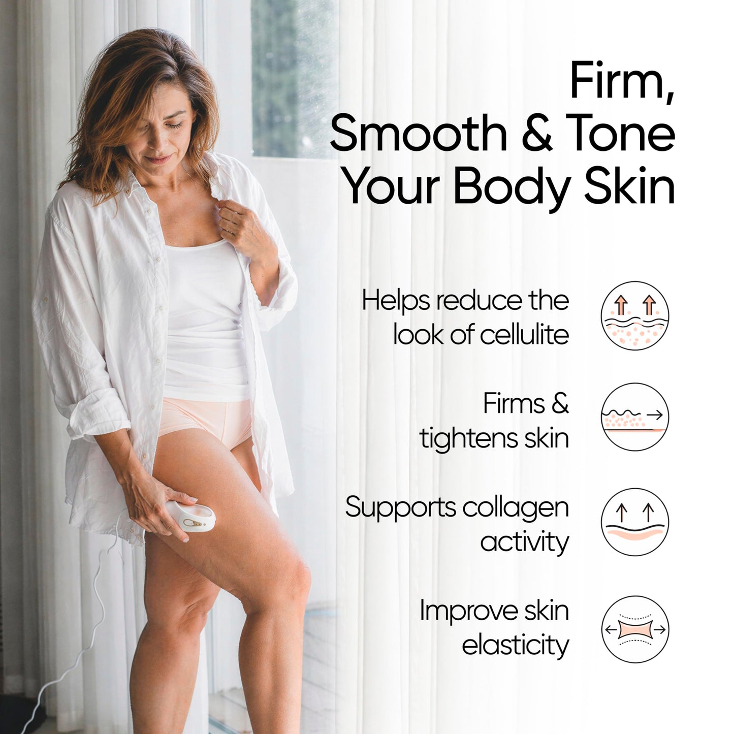 Sensica Sensifirm Patented Radio Frequency Skin Tightening Device for Body – RF Body Sculpting Tool for Thighs & Buttocks, Firming & Smoothing, Cellulite Remover For Legs, At-Home Skincare Machine