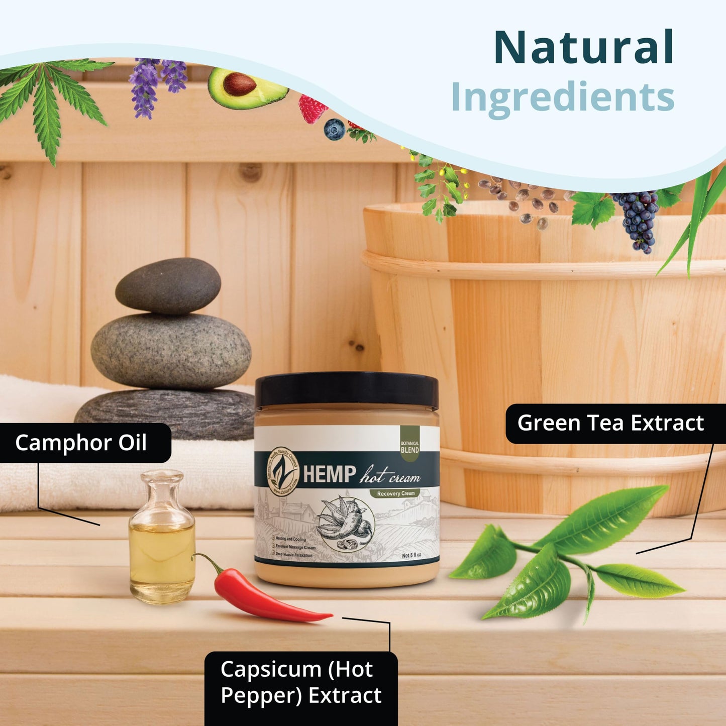 Zatural Hemp Hot Cream with Essential Oil Blend, Aloe, Hemp, and More (Gallon)