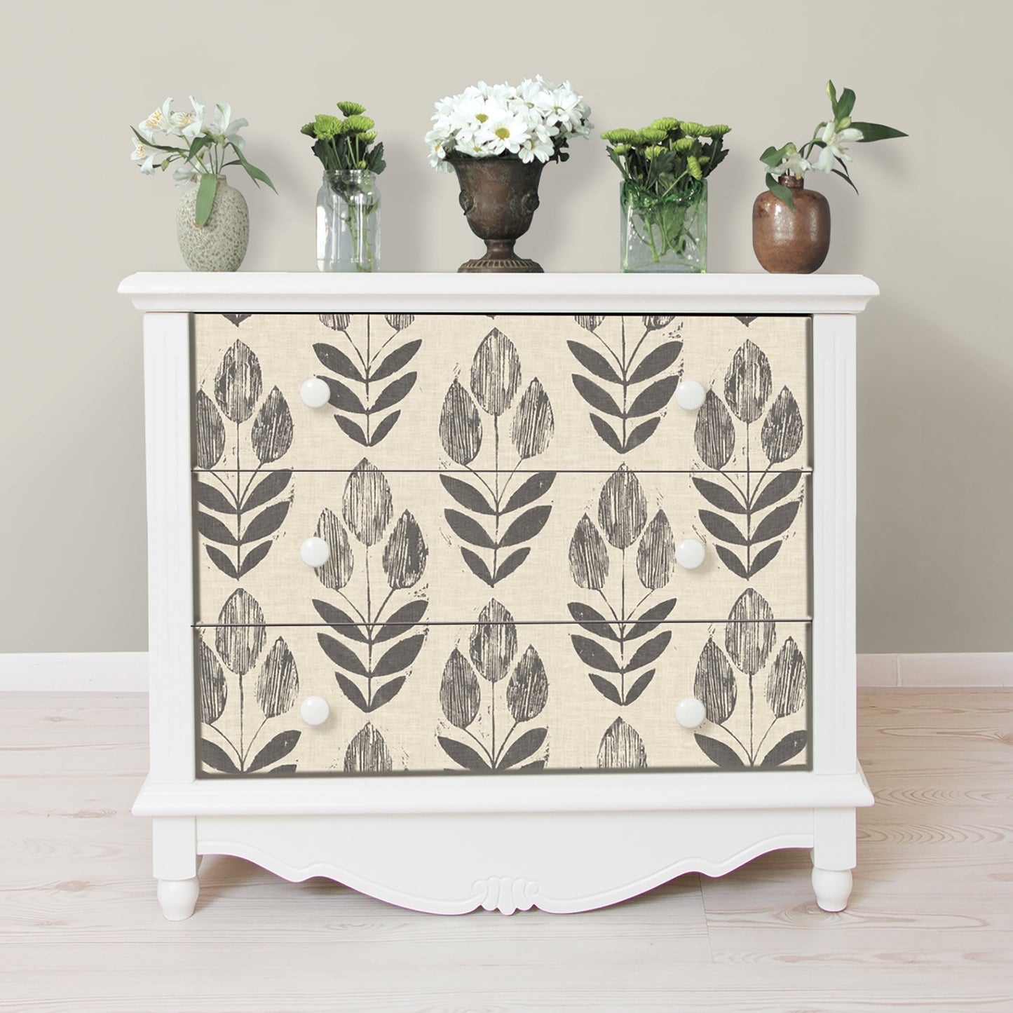 NuWallpaper Folk Tulip Peel and Stick Wallpaper, Neutral, Textured Removable Wallpaper, 20.5 in x 18 ft