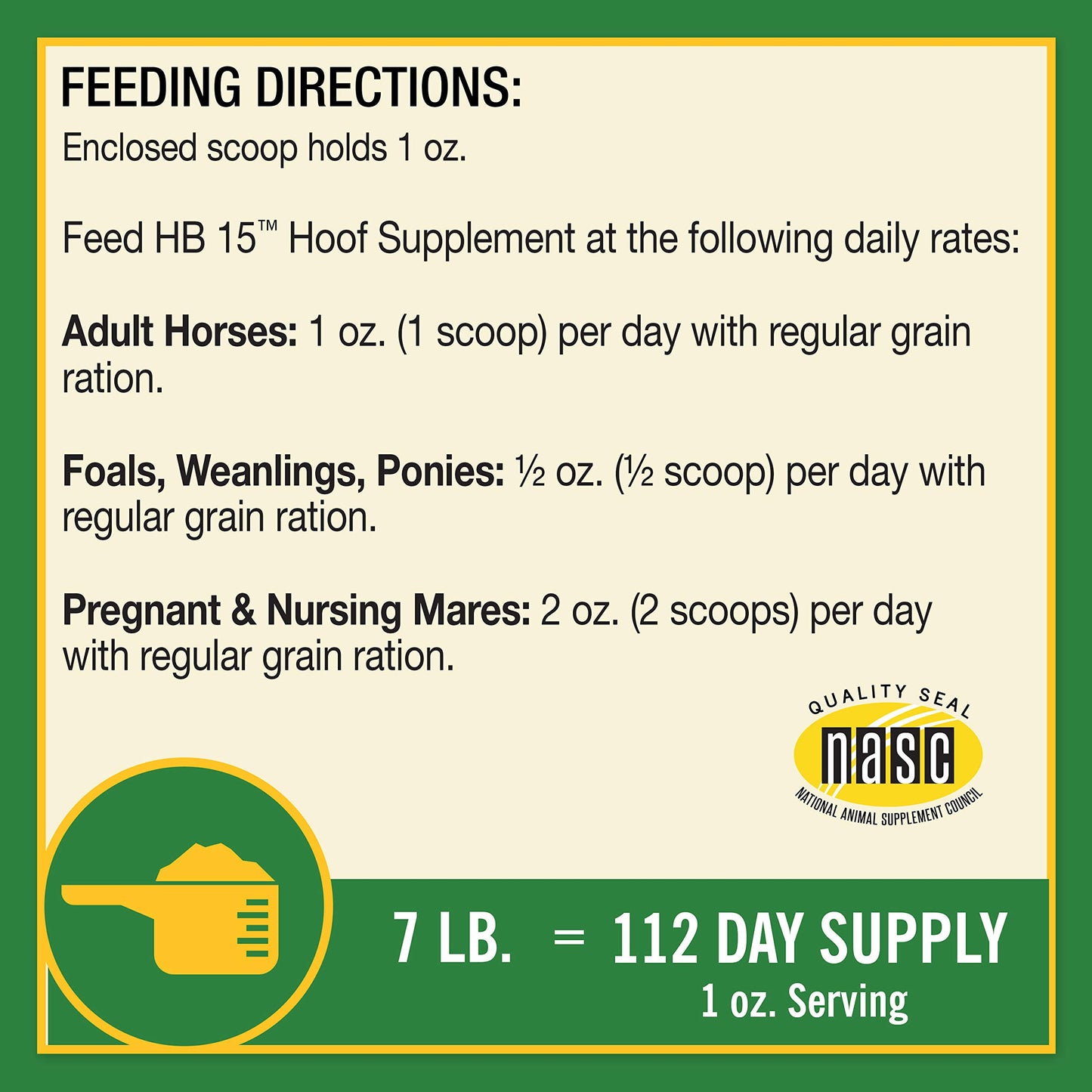 Farnam HB 15 Hoof Supplement, Supports healthy hoof growth 7 pound, 112 Day Supply