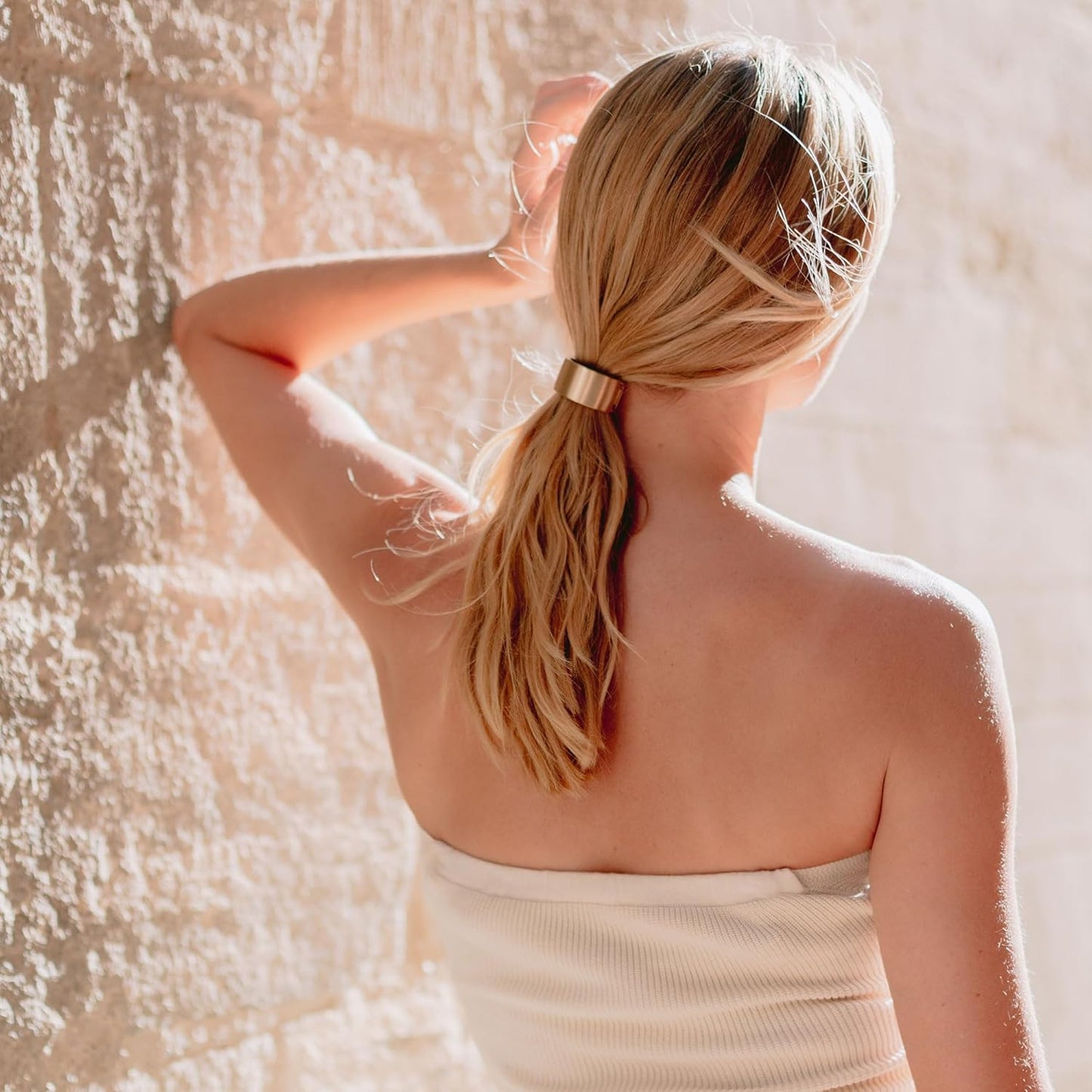Brushed Gold L. Erickson Metal Cuff Ponytail Holder - Stylish Hair Accessory