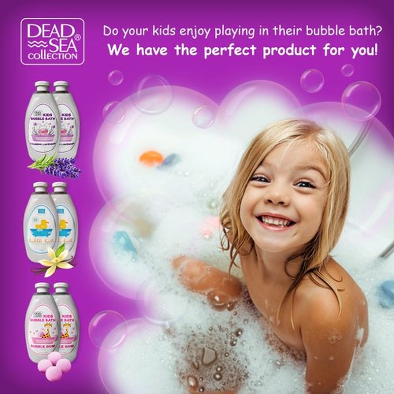 Dead Sea Collection Bubble Bath Kids with Lavender - Cleansing and Moisturizing Liquid Bubble Bath - Lavender Oil and Pure Dead Sea Minerals - Pack of 2 Large Bottles (67.6 fl.oz)