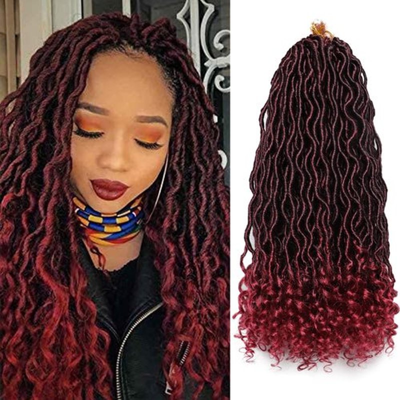 Goddess Locs Crochet Hair 6 Packs 14 Inch Wavy Curly Faux Locs Crochet Hair Pre Looped Crochet Synthetic Braids Hair With Curly Ends Crochet Faux Locs Hair for Black Women Extensions