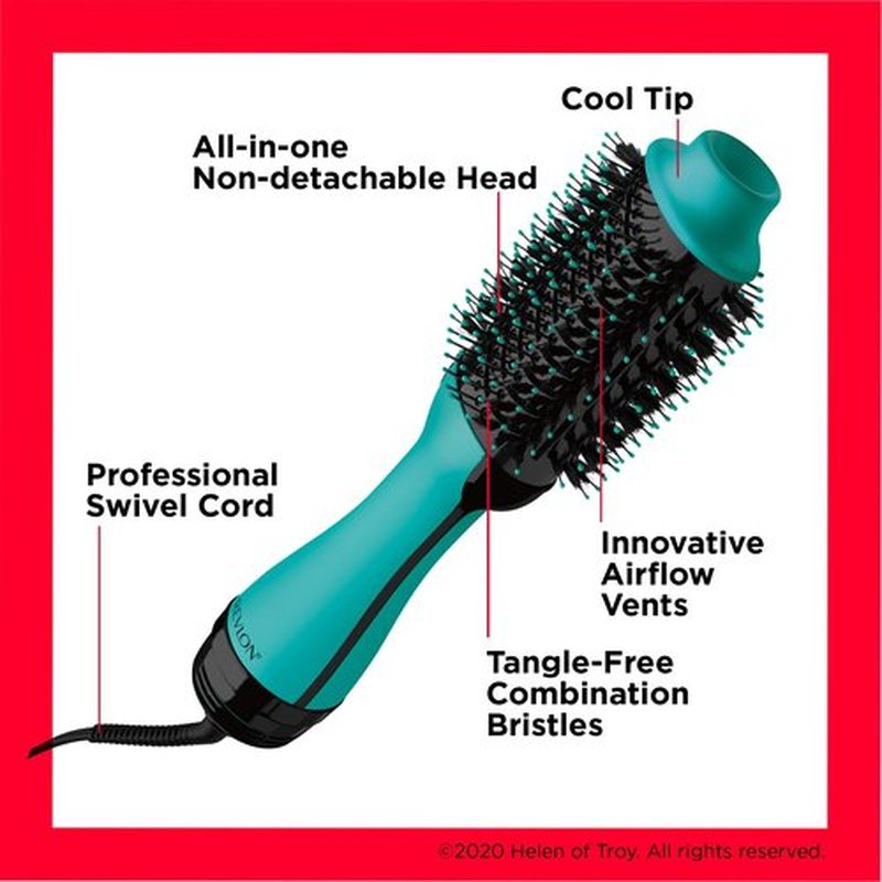 REVLON One Step Hair Dryer And Volumizer Hot Air Brush, Turquoise Volumizer, 1 Count