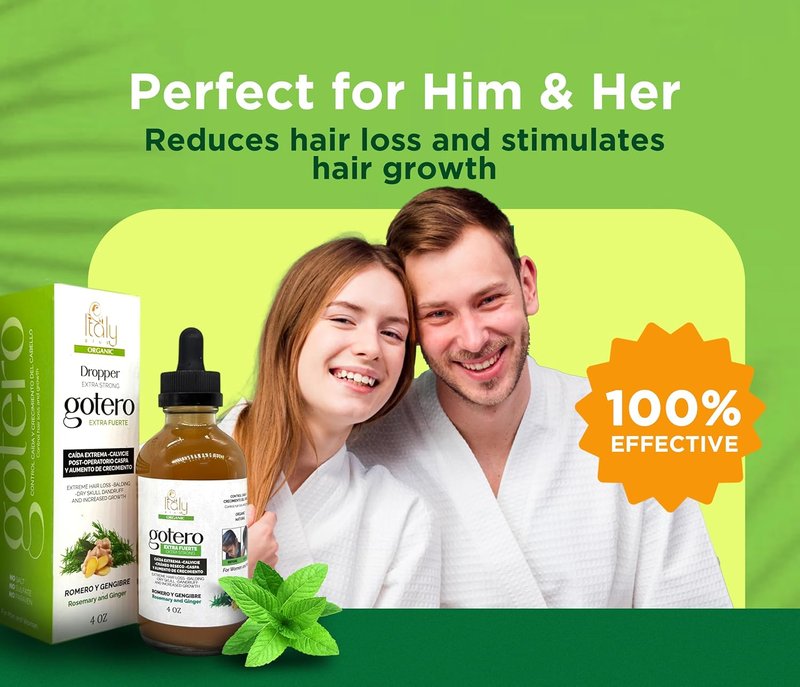 Organic Dropper Extra Strong Hair Treatment - Stop Hair Loss, Stimulate Growth & Treat Dandruff | Rosemary & Ginger, 4oz