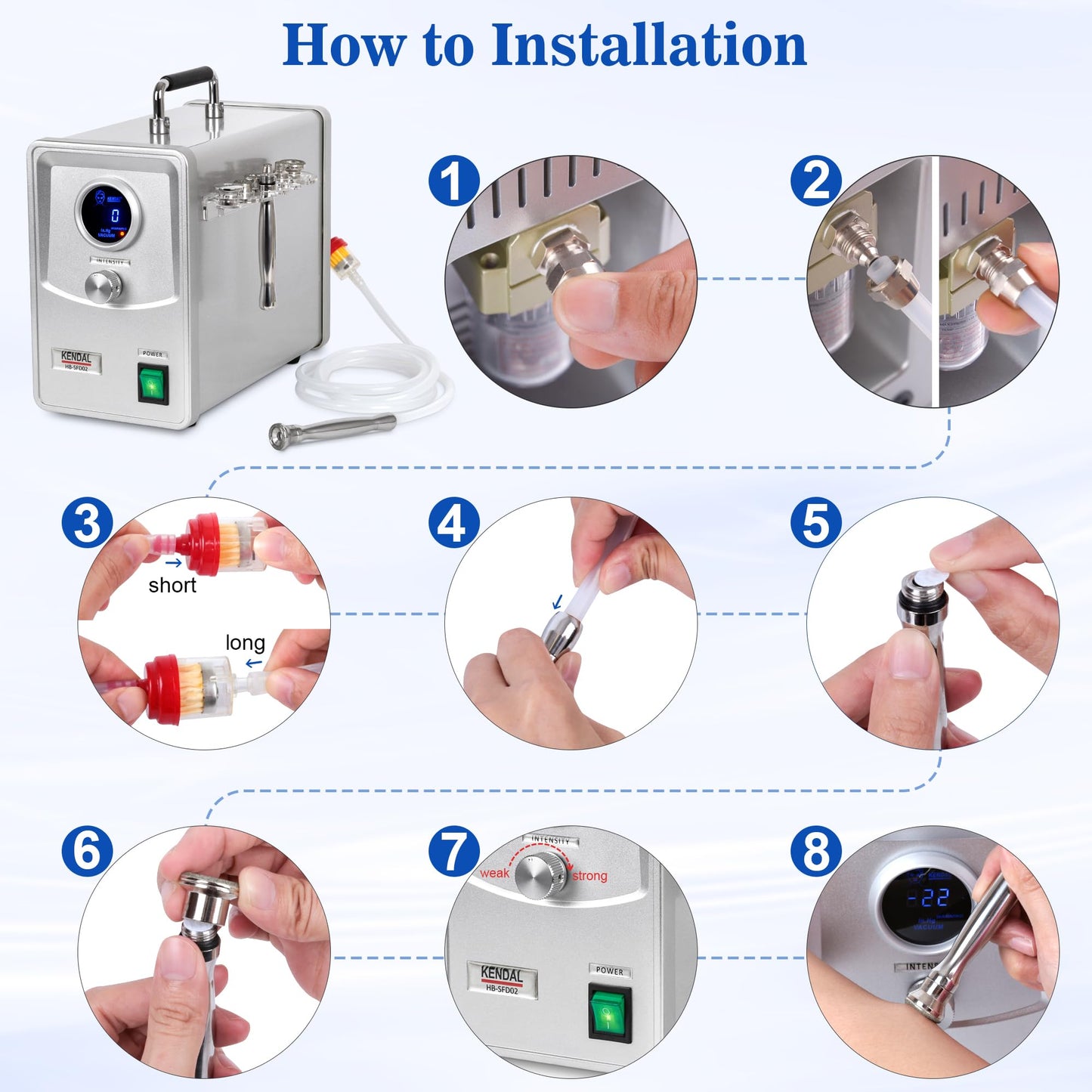 Kendal Professional Diamond Microdermabrasion Machine, Dermabrasion Facial Skin Care Equipment with Digital Display also good for home use 110V-220V HB-SFD02