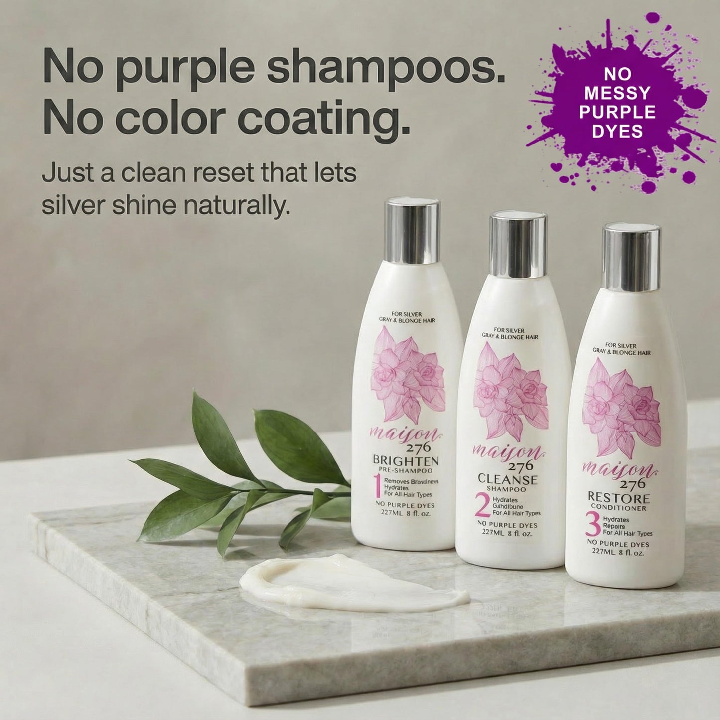 Maison 276 CLARIFY Pre-Shampoo (Shampoo for Gray Hair for Women & for Silver Hair) – Removes Buildup, Restores Clarity & Shine, No Purple Dyes, Plant-Based Weekly Reset, 8 oz