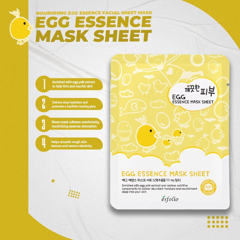 Egg Essence Face Mask - Hydrating & Nourishing Sheet Mask for All Skin Types | Moisturizing Treatment (Pack of 10)