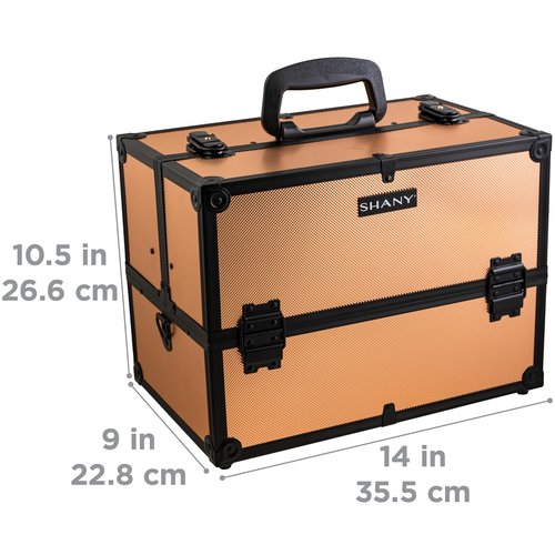SHANY Essential Pro Makeup Train Case Cosmetic Box Portable Makeup Case Cosmetics Beauty Organizer Jewelry storage with Locks, Multi Compartments Makeup Box and Shoulder Strap - Black Rose