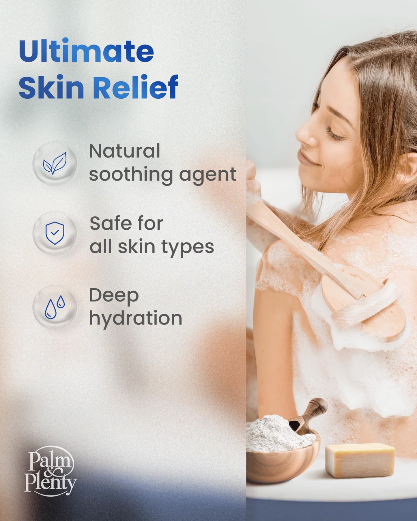 Palm and Plenty 100% Pure Colloidal Oatmeal - Unscented, DIY Bath Products, Skincare, Cosmetics, Natural Oatmeal Bath for Itching, Soothing Agent for Itchy, Irritated Skin - 2 Pack (32oz)