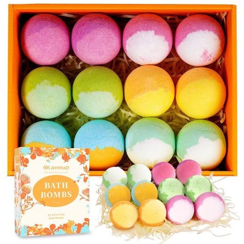 Olaemuo Bath Bombs Present Set for Women Relaxing, 12 PCS Bath Bombs for Kids, Bathbombs with Essential Oils to Moisturize Dry Skin, Organic Bubble Bath Bombs Present Set for Kids Girls/Boys/Men/Women