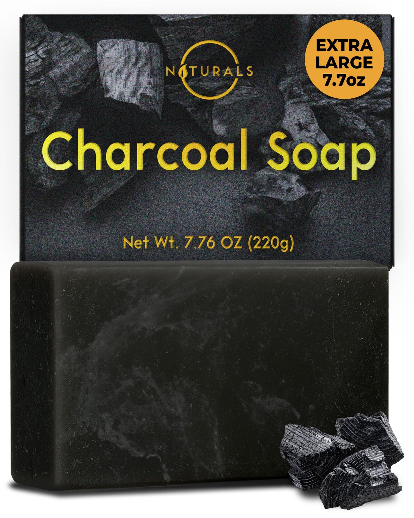 O Naturals Activated Charcoal Soap Bar for Men and Women - Detoxifying, Moisturizing, and Vegan - 4 oz