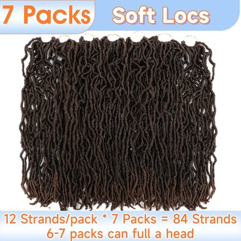 22 Inch Faux Locs Crochet Hair Ombre Brown Soft Locs 7 Packs Pre Looped Locs Crochet Hair For Black Women(22inch, 7 Packs, T30)