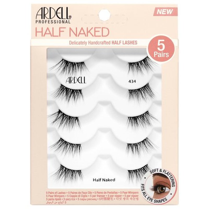 Ardell Half Naked Lashes - 434, Delicately Handcrafted Half Lashes, 5-pairs, 1-pack