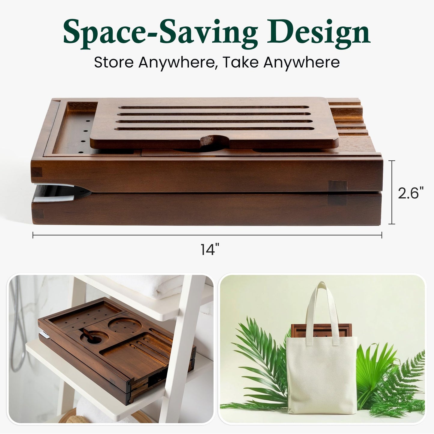 Realgulf Teak Bathtub Tray, Bath Caddy with Wine Glass Holder, Phone Dock & Book Stand | Hands-Free Reading & Ultimate Spa Relaxation Experience-Brown