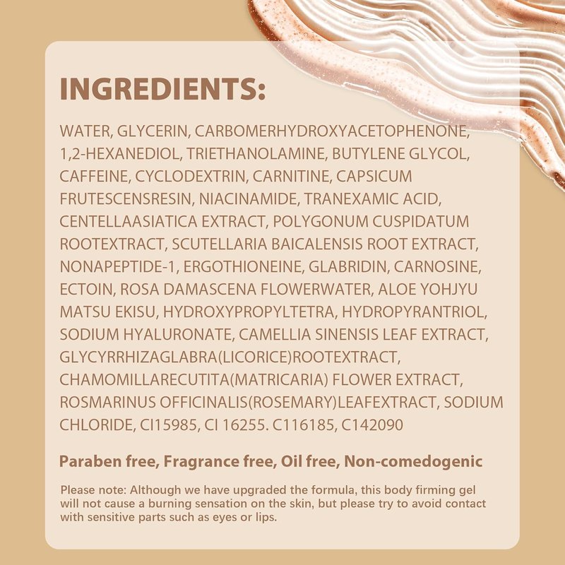 Conductive Gel for Body Sculpting - Caffeine Firming Hot Gel with Niacinamide & Botanical Extracts | 500ML, Paraben-Free