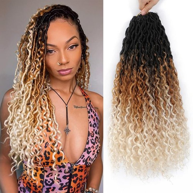 Alicoco Goddess Locs Crochet Hair 14 Inch 8 Packs Faux Locs Crochet Hair For Women Boho Soft Locs Pre-looped River Crochet Locs With Curly Ends (14 Inch (Pack of 8), 1B/27/613)