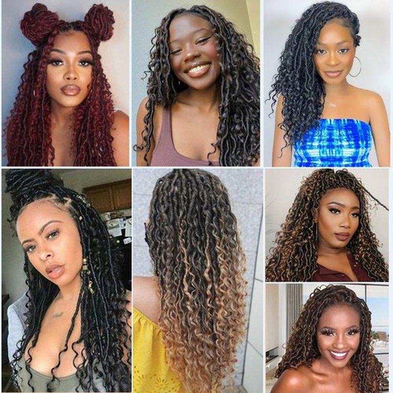 Goddess Locs Crochet Hair 18 Inch 8 Packs Faux Locs Crochet Hair For Black Women Crochet Hair Pre Looped Crochet Faux Locs With Curly Ends River Locs Crochet Hair(18 Inch, 1B/350)