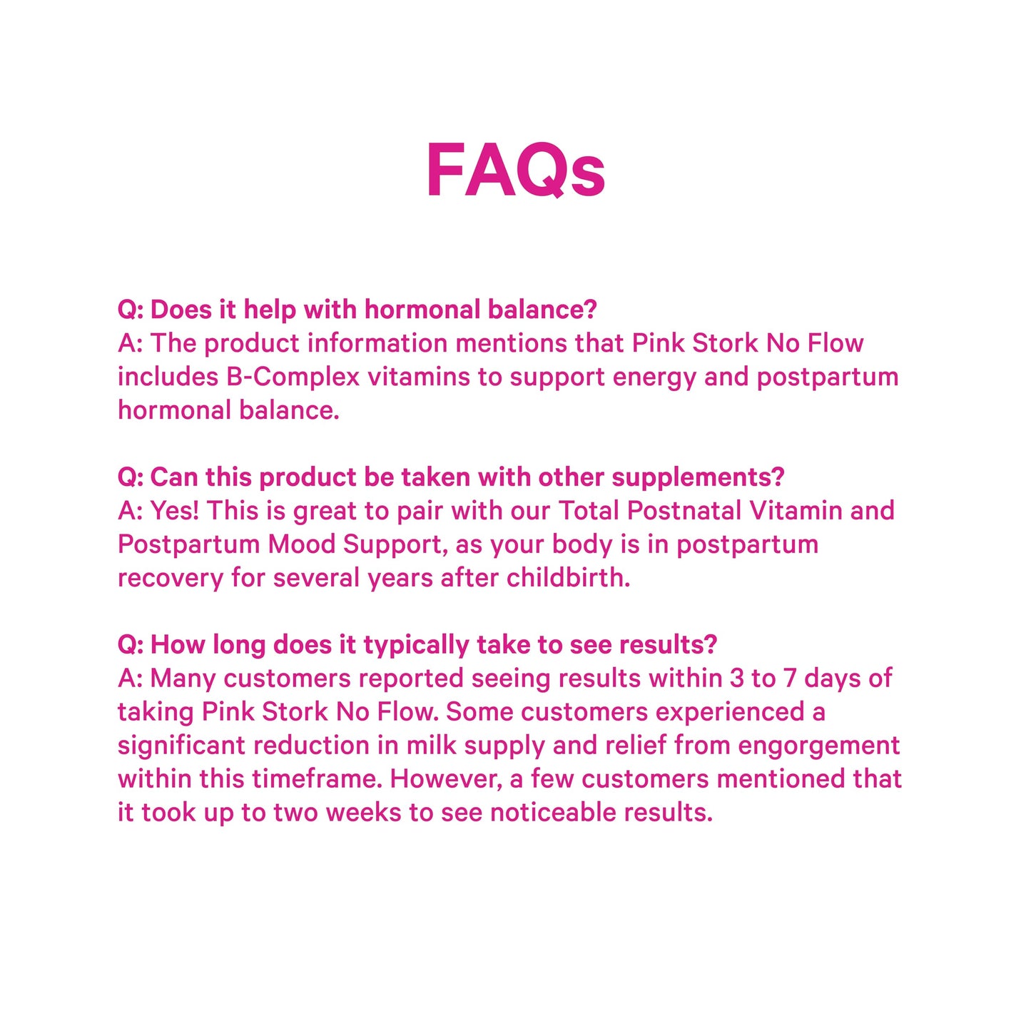 Pink Stork No Flow Breast Milk Dry Up Supplement, 60 Capsules