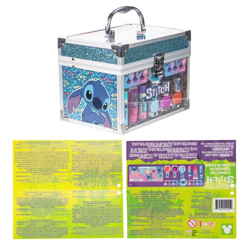 Stitch Train Case Beauty Set, Kids Makeup Kit for Girls, Real Washable Makeup Set, Play Makeup, Party Favor, Birthday, Ages 3 4 5 6 7 8 9 10 11 12 by Townley Girl
