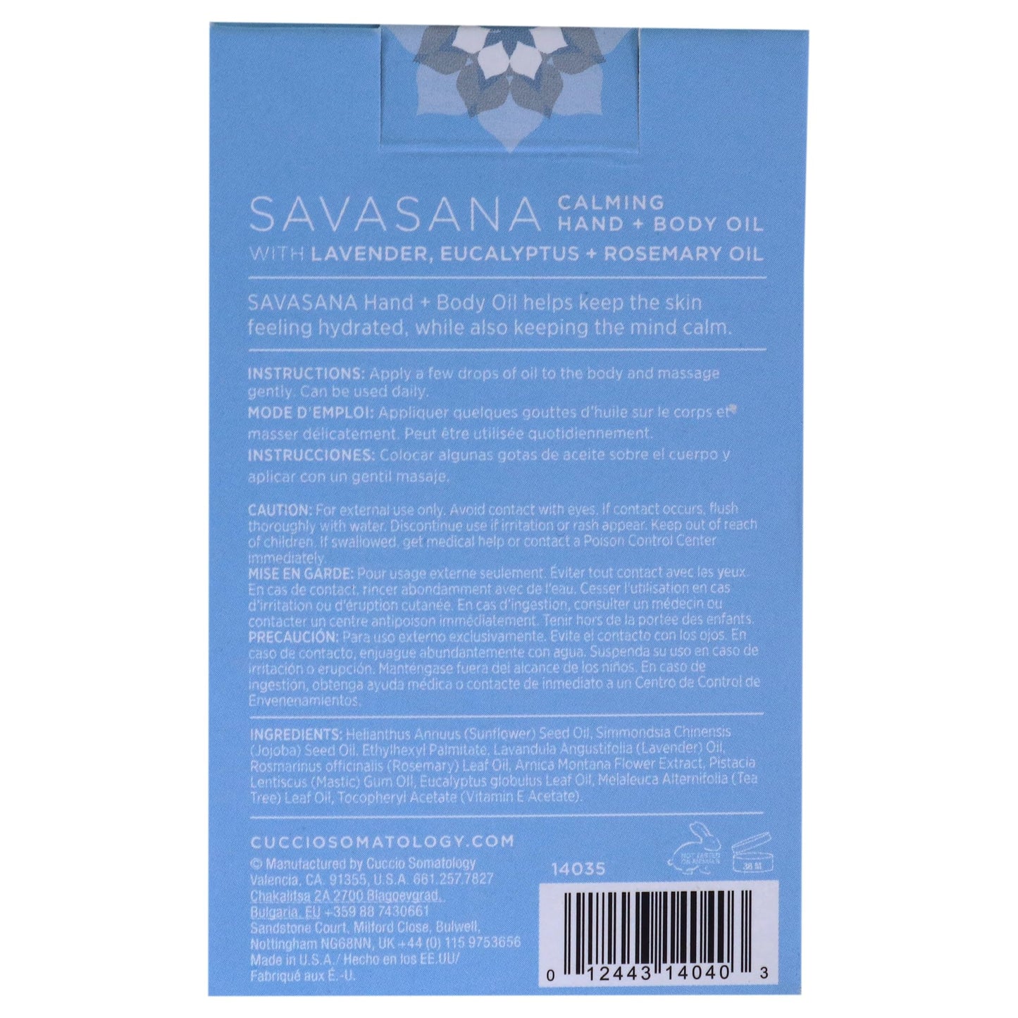 cuccio SOMATOLOGY Savasana Calming Hand and Body Oil - Intensely Moisturizing And Hydrating Blend - Made With Lavender, Eucalyptus, And Rosemary Oils - Soothe Your Mind And Nourish Your Body - 2.5 Oz