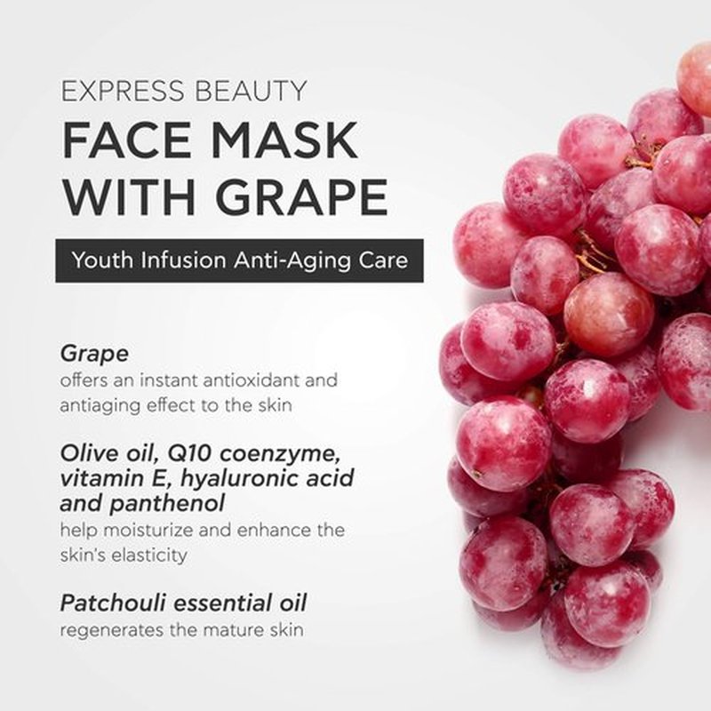 Apivita Express Beauty Face Mask with Grape & Vitamin E & A - Fine Lines Smoothing, Firming, Moisturizing & Regenerating Care for All Skin Types - 12 Packettes x 0.27 Fl Oz