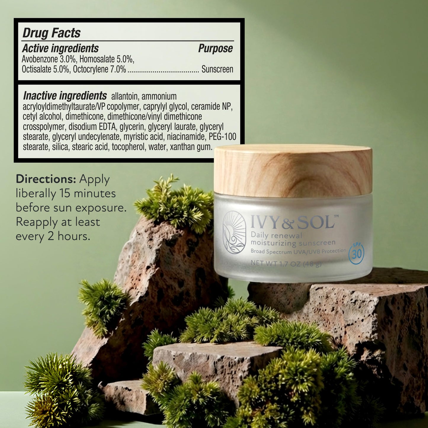 Ivy & Sol Face Moisturizer with SPF 30, 1.7 oz