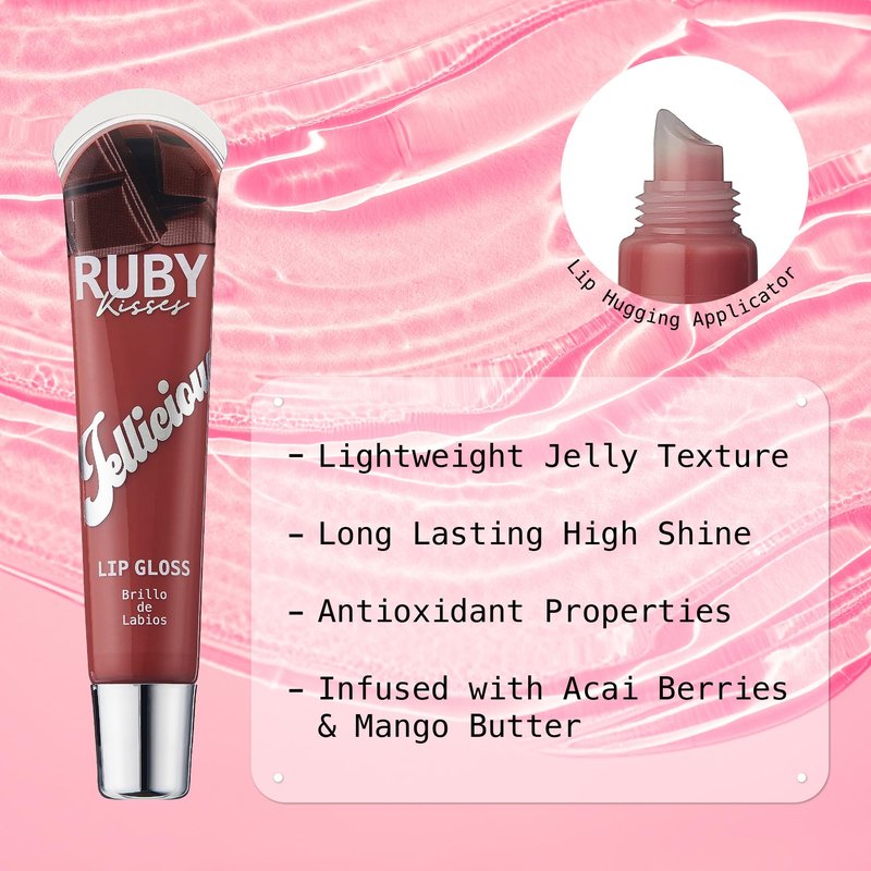 Ruby Kisses Jellylicious Lip Gloss, High-Shine Non-Sticky Hydrating Plump
