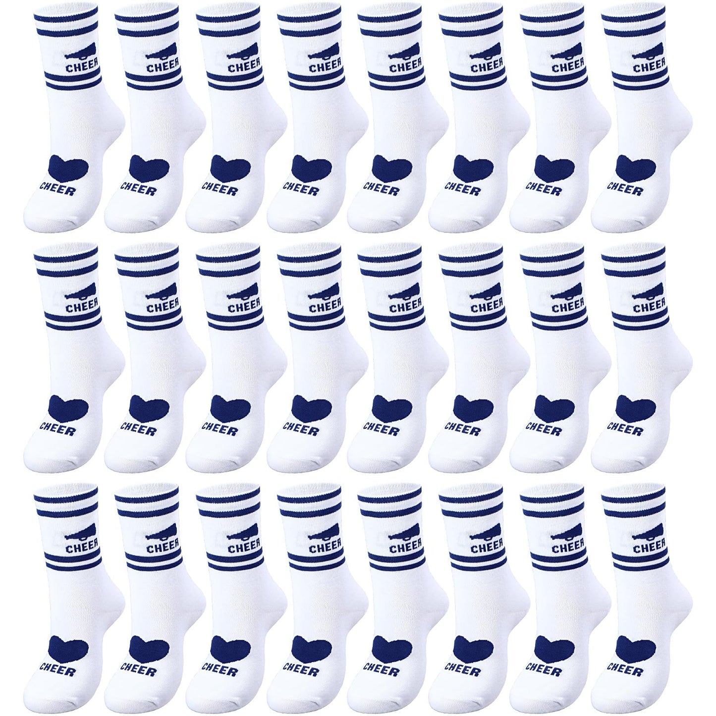 Cutecrop 12/24/48 Pairs Cheerleader Gifts Cheerleader Socks Cheer Ankle Sock for Women Girls Team Cheer Accessories(Blue,24 Pairs)