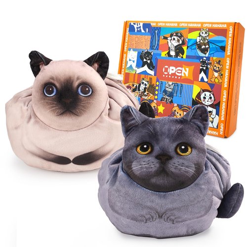 Openhahaha Drawstring Makeup Bag, Cat Makeup Bag, Travel Makeup Organizer, Cosmetic Pouch Bag, Cat Gift for Women, Lay Flat Makeup Bag Gifts for Cat Lovers((2-Pack))
