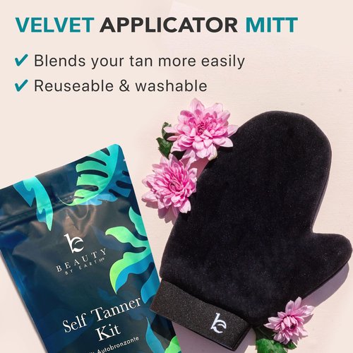 Self Tanner Tanning Mousse Kit - USA Made with Natural & Organic Ingredients, Self Tanner Mousse and Mitt, Self Tan Kit, Fake Tan Tanning Foam, Medium to Dark Sunless Tanner, Self Tanners Best Sellers