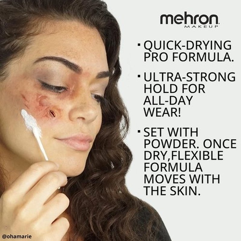 Mehron Makeup Liquid Latex | SFX Makeup | Halloween Latex Makeup | Latex Glue for Skin | Prosthetic Glue 4.5 fl oz (133 ml) (Dark Flesh)