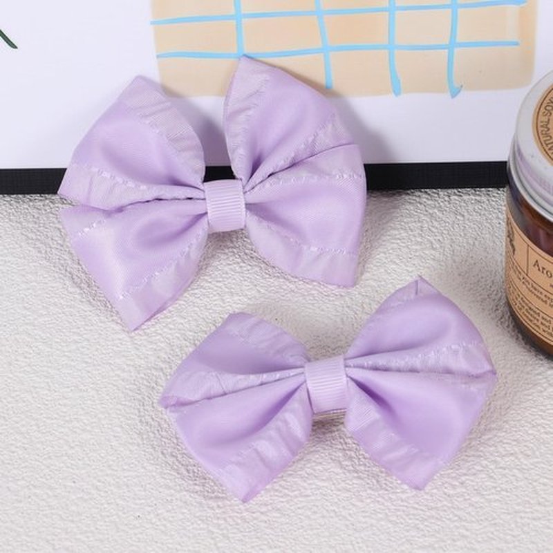 3 Inches Ruffled Grosgrain Ribbon Pinwheel Hair Bows Alligator Clips Hair Barrettes 2pc Cute Handmade Hair Decor Accessories for Baby Girls Kids Toddlers Teens Light Purple
