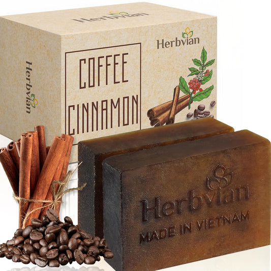 Vietnamese Coffee Cinnamon Soap Bars - 2 Pcs | Cleansing Body & Face Soap for All Skin Types