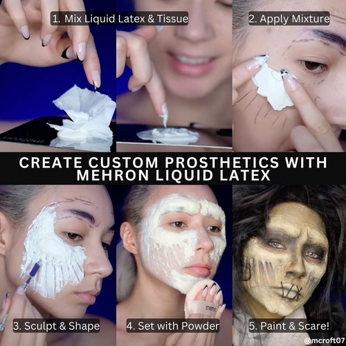 Mehron Makeup Liquid Latex | SFX Makeup | Halloween Latex Makeup | Latex Glue for Skin | Prosthetic Glue 9 fl oz (266 ml) (Dark Flesh)