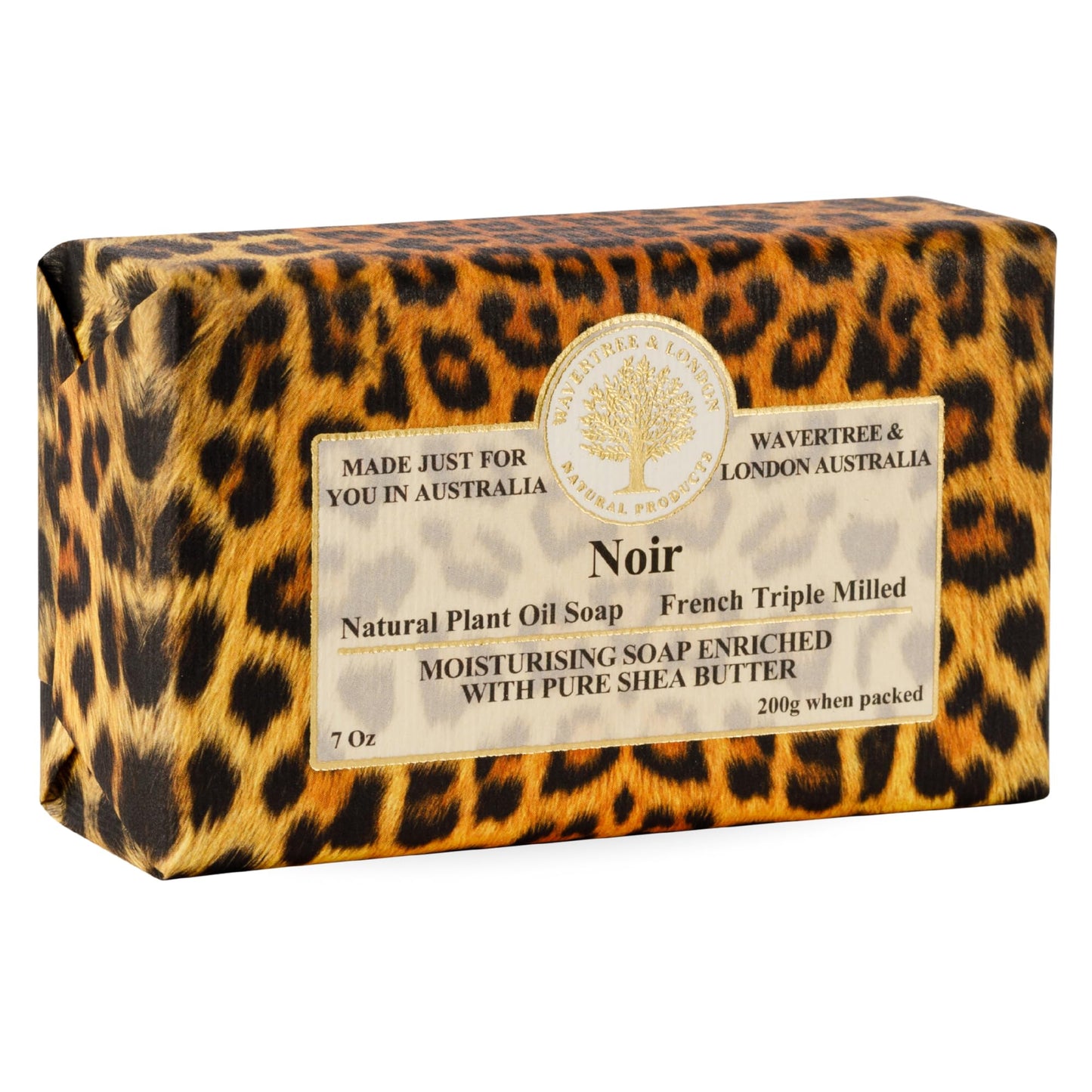Wavertree & London Noir Scented Natural Soap Bar, 7oz Moisturizing French Triple Milled Soap Bar for Women & Men Enriched with Organic Shea Butter, Pure Bath & Body Soap (1 Bar)