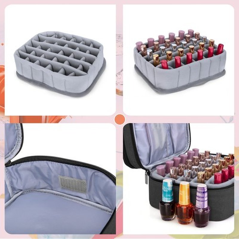 LUXJA Nail Polish Carrying Case - Holds 30 Bottles (15ml - 0.5 fl.oz), Double-layer Organizer for Nail Polish and Manicure Set, Black (Bag Only)