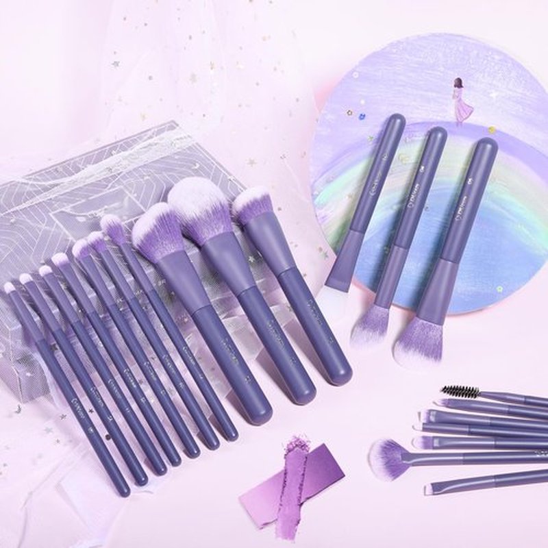DUcare Makeup Brushes Professional 20Pcs Purple Makeup Brush set with Silicone Face Mask Brush Kabuki Foundation Blending Powder Blush Concealers Eyeshadows Brushes