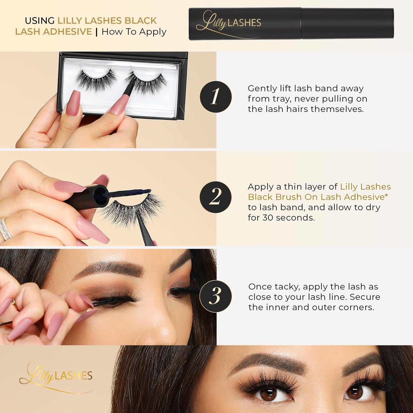 Lilly Lashes Mykonos 3D Mink Lashes, The Original Lilly Lash for Wispy & Natural Look, Reusable Eyelashes up to 25x, Fluffy Eyelashes, Strip Lashes, Lash Glue not Included