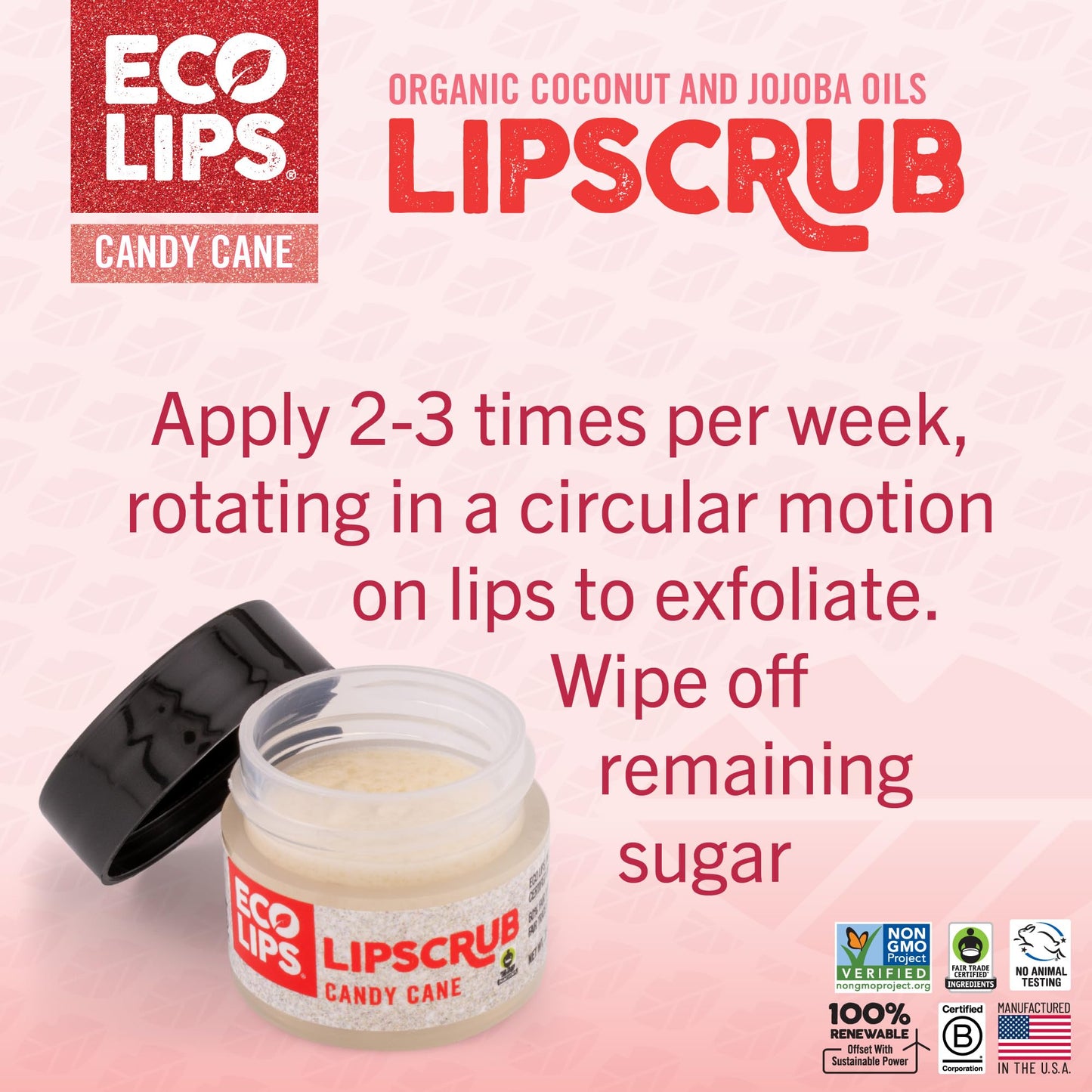 Eco Lips Candy Cane Lip Scrub & Nourishing Lip Mask, 2 Count, 0.25 oz