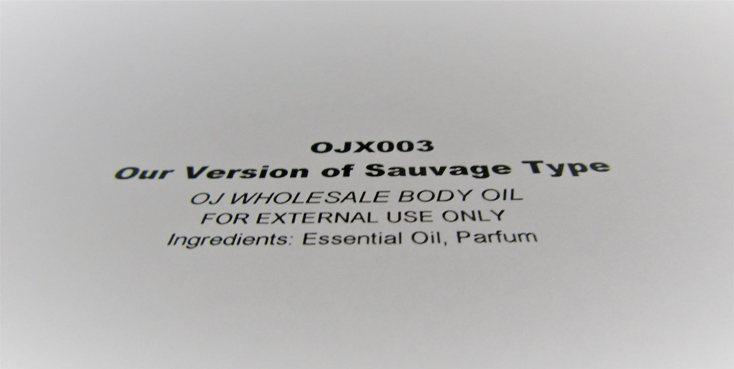 OJ Wholesale, Inc. Premium Fragrance Body Oil (OJX003 Our Version of Savage Type, 4 oz.)