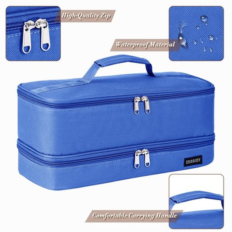 ZRRAJOY Double Layer Storage Case For Shark Flexstyle, Travel Carrying Case For Shark 430/440 Flexstyle, Organizer Bag For Shark Flexstyle/Dyson Airwrap Styler Attachments (Blue)