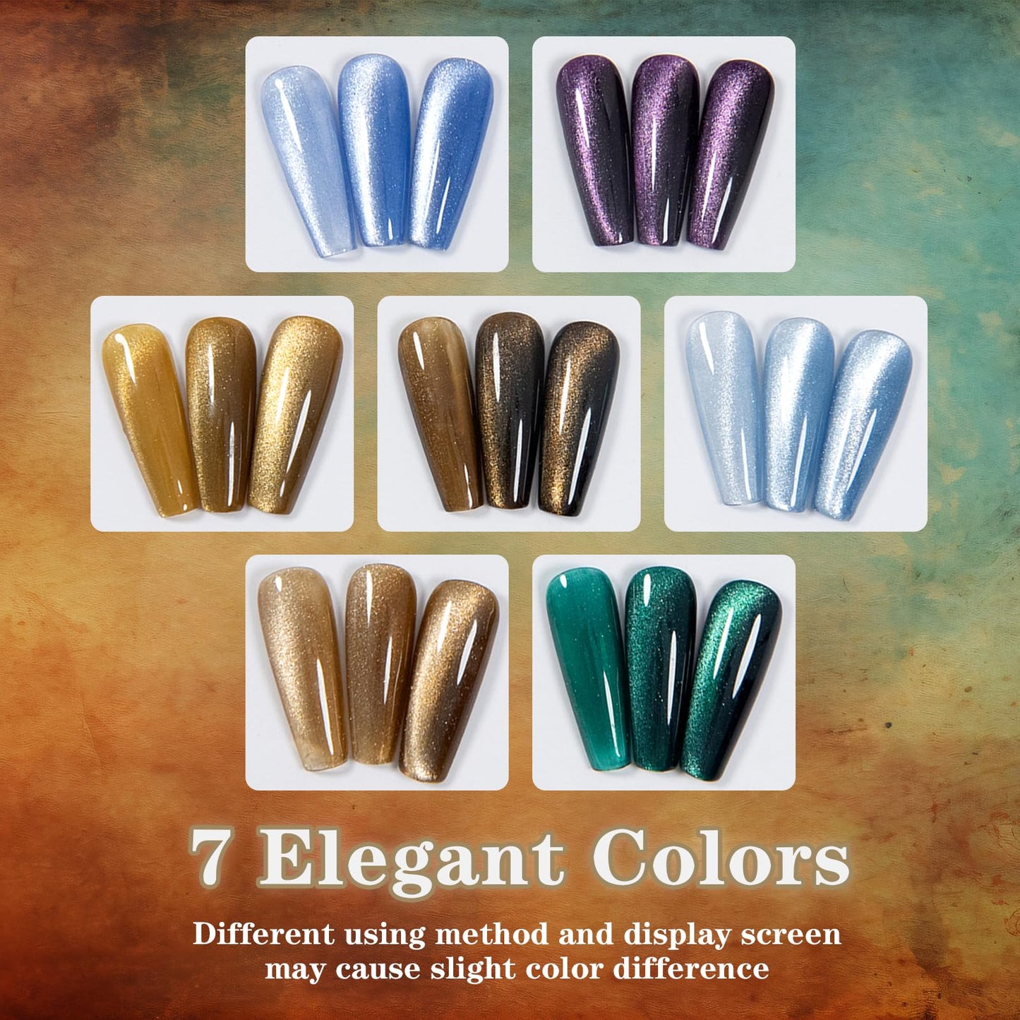 ADHERE Cat Eye Gel Nail Polish Set with Magnet for Holographic Cat Eye,12ML 6 Colors Gel Polish Soak Off UV LED Nail Lamp Nail Art Manicure Salon Valentine's Day Gift for Women ﻿