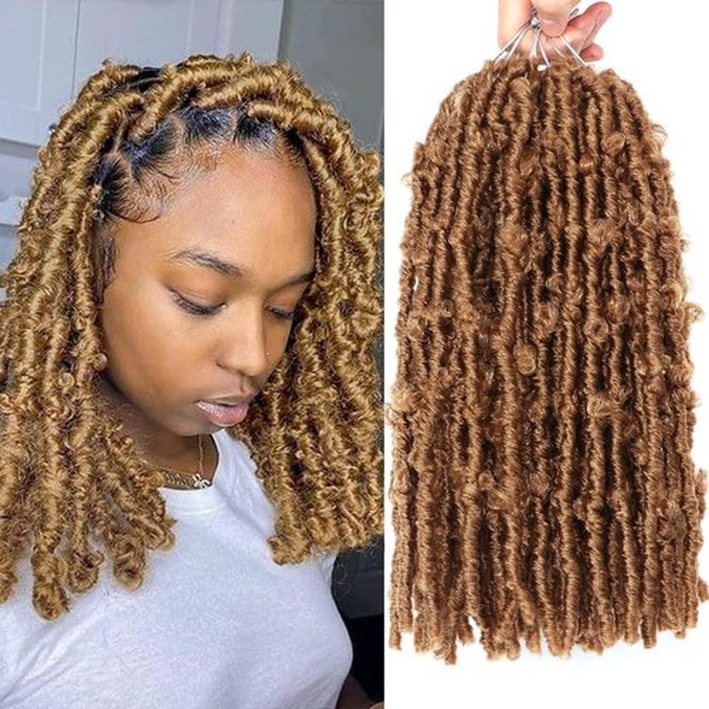 7 Packs Butterfly Faux Locs Crochet Hair 12 Inch Pre-looped Distressed Locs Soft Locs Crochet Hair For Black Women Crochet Braids Hair (12 Inch 7 Packs, 27#)