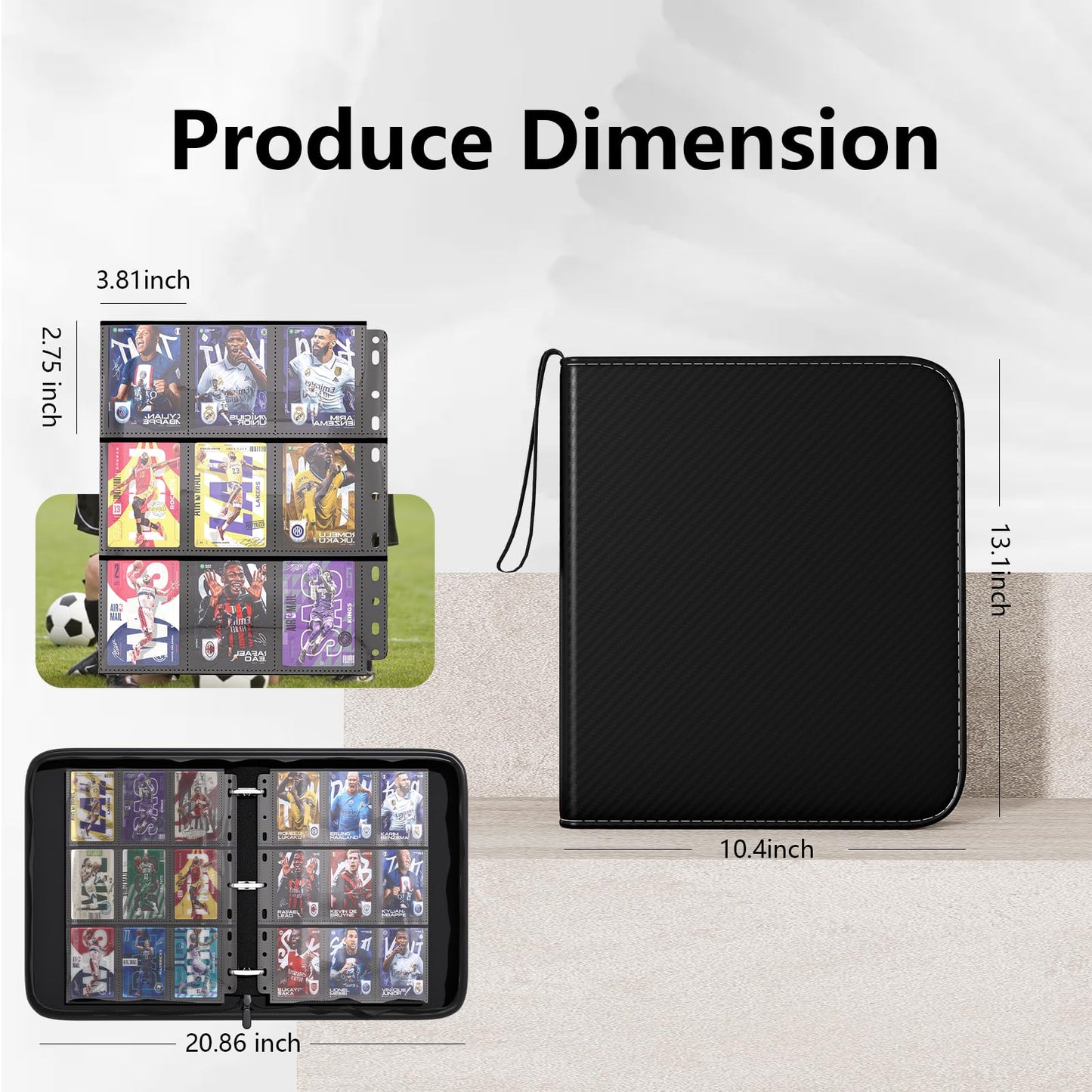 Flekko 9 Pocket Card Binder, 720 Double-Sided Pocket PU Collector Binder, Waterproof Zip Trading Card Holder Binder for MTG, TCG, and Sports Card Albums (Black)