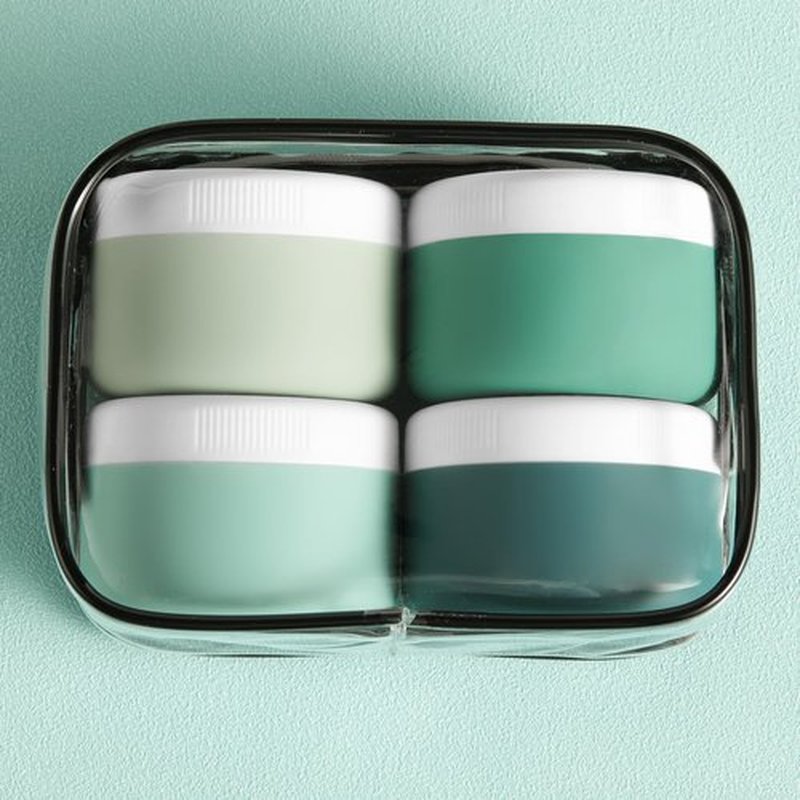 Kuangre Travel Containers for Toiletries, Silicone Cream Jars BPA Free, TSA Approved 2oz Travel Size Containers, Leak-proof Travel Essentials with Lid for Cosmetic Face Hand Body Cream (4 Pack)