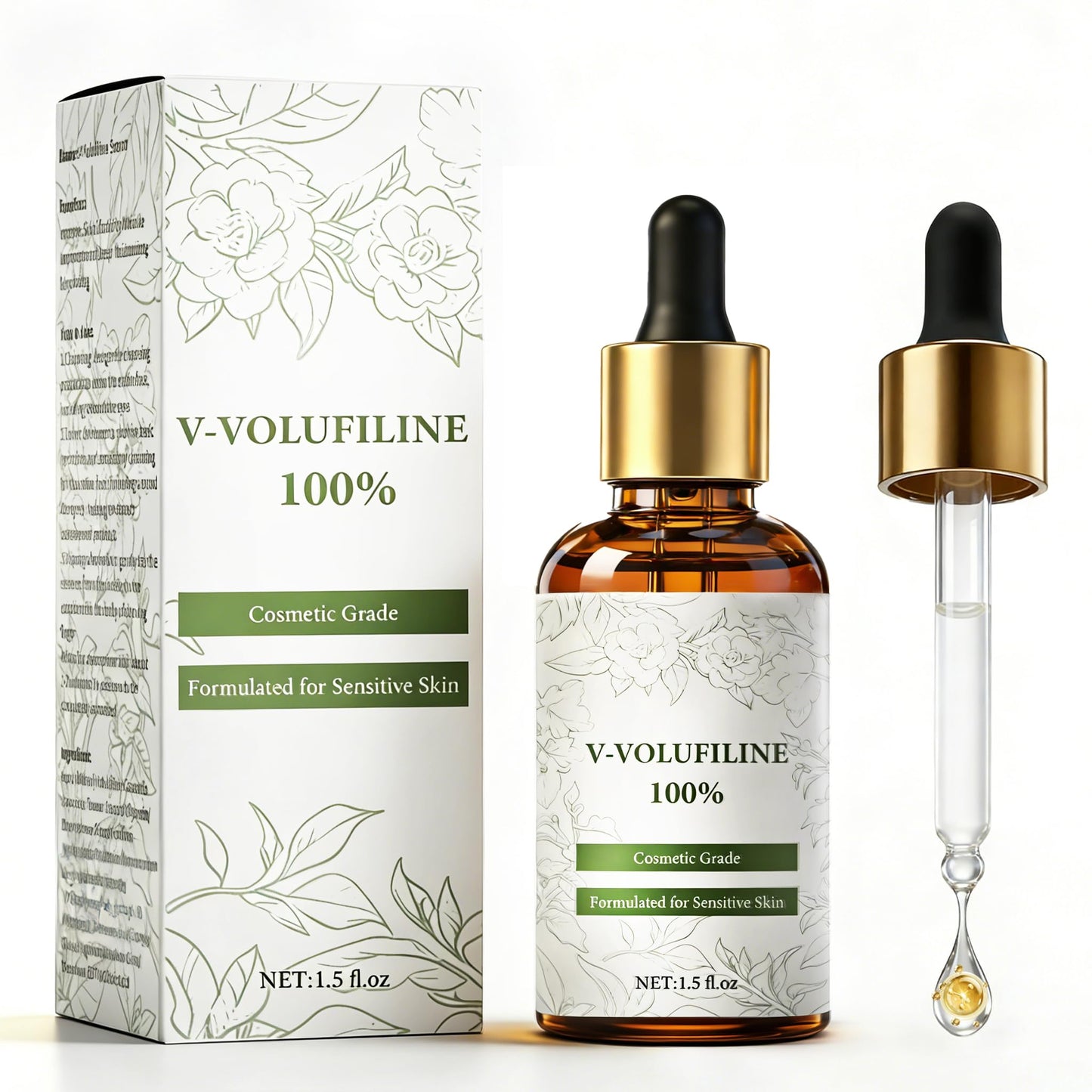 Volufiline Serum - 30ml Volufiline 100% for Face Under Eye Area with GHK-Cu Peptides Camellia Plant Essence Skin Care Booster for Elasticity Hydration Contouring Firming Essence for Sensitive Skin