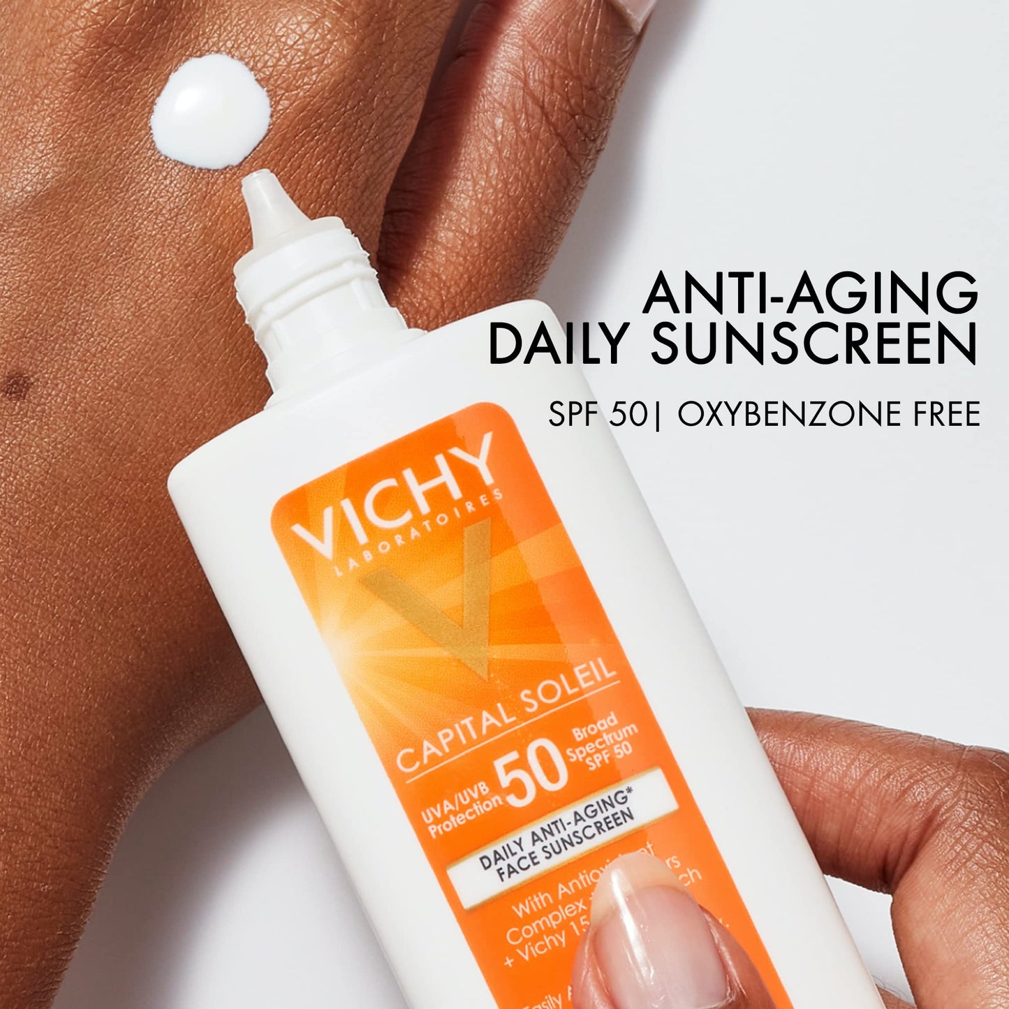 Vichy Capital Soleil Face Sunscreen SPF 50, Anti Aging Travel Size Sunblock for Face with UVA and UBA Sun Protection, Daily Facial Sunscreen for Sensitive Skin, Oxybenzone Free,