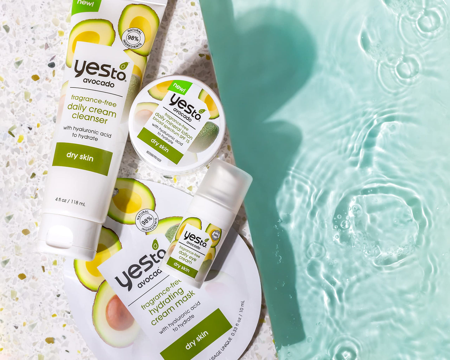 Yes To Avocado Fragrance Free Daily Cream Cleanser Bundle, Hydrating Face Wash, With Hyaluronic Acid & Glycerin, Natural Vegan & Cruelty Free, 1 Full 4 Fl Oz & 1 Travel 1 Fl Oz, 2 Piece Assortment